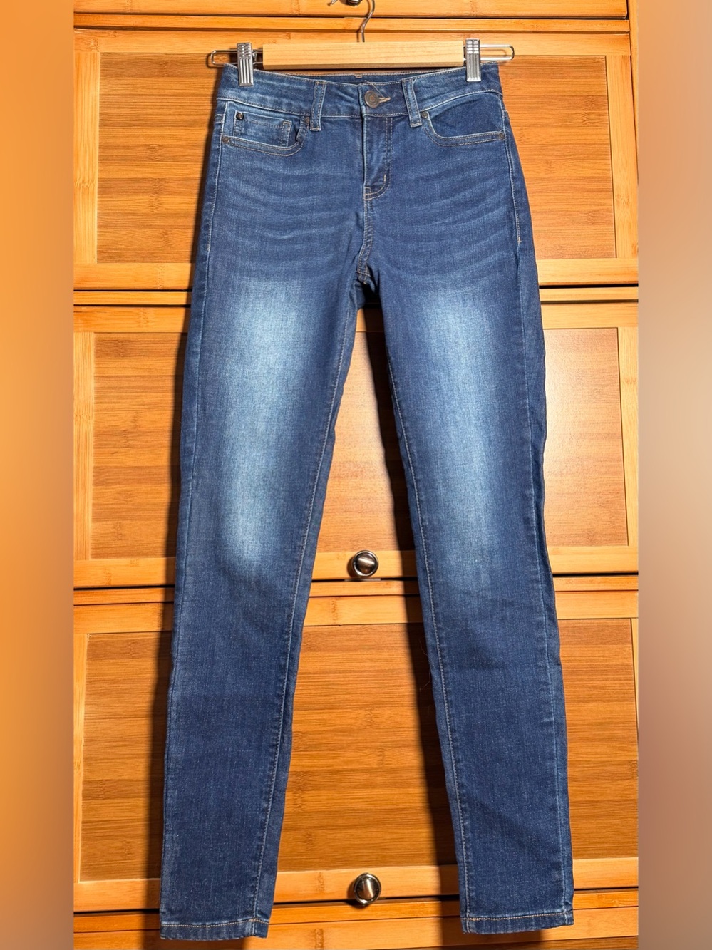Enjean Stretch Mid-Rise Dark Blue Skinny Jeans